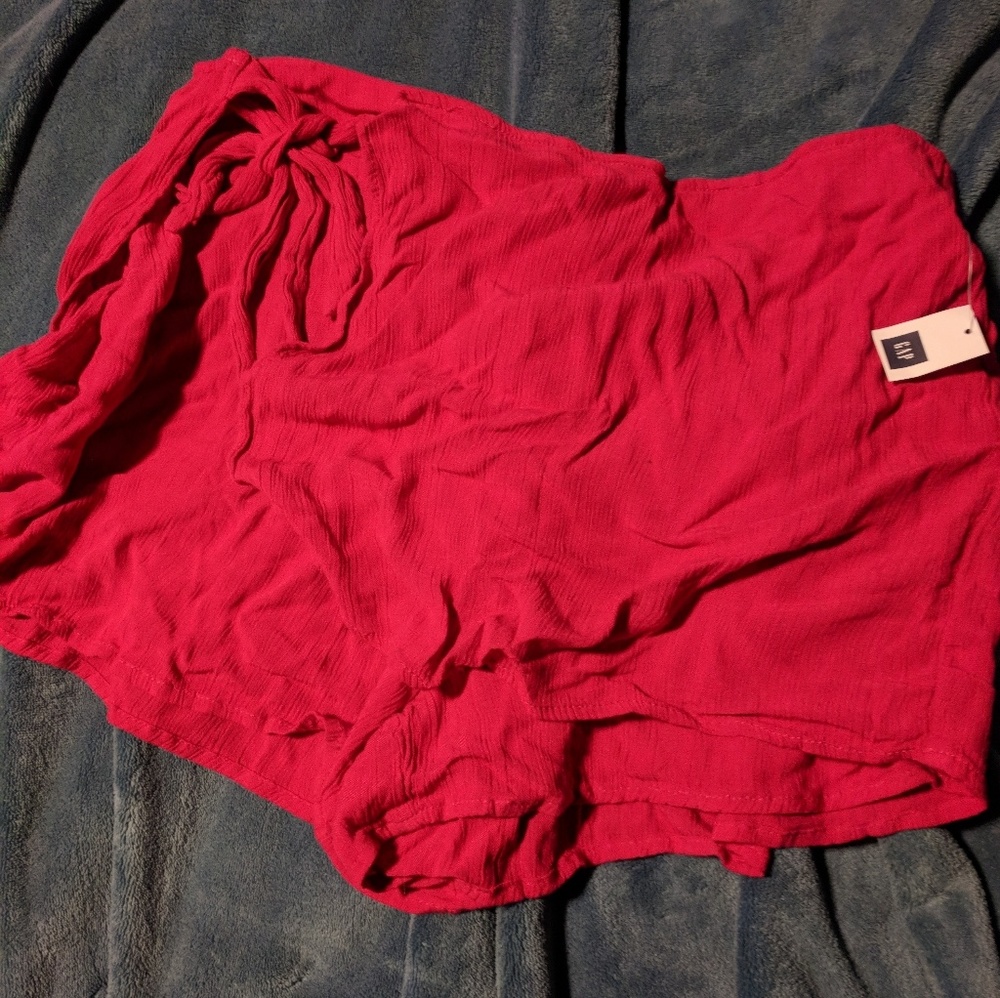 Gap cotton blend Gauze Wrap Skort side tie red pink size large women’s NWT